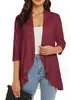 Roupas Femininas Europeias e Americanas Transfronteiriças Estação Independente da Amazon Outono Novo Cardigan de Cor Sólida Jaqueta Manga Sete Babados Top