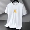 Camiseta de hombre de algodón peinado pesado 220g manga corta cuello redondo hombro caído manga corta primavera y verano 2023 Nueva holgada talla grande
