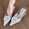 Sandalias de Tacón Alto Versátiles Elegantes y a la Moda para Mujer 2025 Nuevas Primavera y Verano Sandalias Francesas Negras de Punta Cerrada Zapatos de Hada