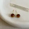 Aretes Redondos de Resina Color Café Maillard para Mujer, Retro Lujo Accesible Elegantes de Nicho Moda Tendencia Pendientes y Aretes para el Trabajo