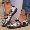 Nuevos Zapatos de Mujer de Cuero Extranjero de Talla Grande Cosidos de Suela Blanda de Caña Baja 2025 Nuevos Tenis Slip-On de Estilo Étnico Bordados de Suela Gruesa