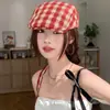 Gorra Retro Estilo Británico para Mujer, Boina Versátil para Primavera y Otoño, Moda de Sombrero Pequeño que Adelgaza la Cara, Tendencia para Circunferencia de Cabeza Grande