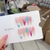 Uñas Portátiles Hechas a Mano Nai Zi B357 Rosa Melocotón Azul Degradado Concha Estrella de Mar Estilo Resort Punto Blanqueador Forma Puntiaguda Uñas Portátiles