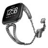 Para reloj inteligente Fitbit Versa correa metal acero inoxidable diamante cadena ajustable pulsera