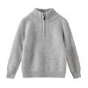 Suéter 100% Lã para Meninos, Gola Alta Parcial, Zíper Parcial, Suéter Básico Engrossado para Meninos e Meninas, Tops de Malha Cashmere para Outono e Inverno