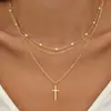 Collar de Abalorios Irregulares de Anillo Cruzado Europeo y Americano Multicapa Estilo Ins Personalidad Creativa Gargantilla Exagerada en Capas