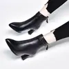 Botas de tacón alto para mujer, nueva colección otoño/invierno 2026, estilo europeo y americano, punta fina, tacón de aguja, botas de cuero trenzado, elegantes y estilizan, con cremallera trasera y forradas de algodón para abrigar