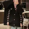 Cardigan Solto Estilo Japonês Vento Preguiçoso Primavera Outono Versátil Novo Estilo Design de Amarração com Fivela de Coração Roupa de Tricô