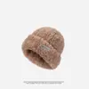 Gorro de Felpa Cálido de Invierno y Otoño para Mujer Estilo Coreano Gorro de Punto Gorro Pequeño de Felpa para Mostrar la Cara Holgado y Moderno