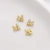 Colgante de cadena de clavícula con forma de corazón de circonita con incrustaciones de oro de 14 quilates, estrella de seis puntas, sol, abeja y cola de pez.