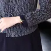 Vestido de Dos Piezas Elegante de Primavera y Otoño para Mamás de Mediana Edad con Cintura Ceñida y Diseño de Cuello en V para Mujeres de Mediana Edad y Mayores