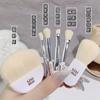 Xixi - Juego de 6 mini brochas portátiles para principiantes, de pelo suave de animal, para sombras de ojos, rubor, maquillaje