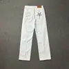 Conjunto de Jeans Cross-Cor Devil con Bordado de Estrellas Calle Alta Americana Vintage Desgastado Casual Chaqueta de Cinco Puntos