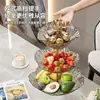 Prato de Frutas de Três Camadas Levemente Luxuoso, Prato para Lanches e Frutas Secas para Sala de Estar, Prato em Formato de Pétala, Prato de Frutas para Mesa de Centro de Casa, Bandeja de Exibição e Armazenamento, Atacado