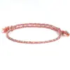 Pulsera Trenzada de Cuerda Roja de Cuatro Hilos con Diseño de Colores, Hebilla Ping An Nueva, Pulsera de Cuerda Simple a Mano para Mujer