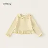 Ropa para Niños Bangxuan Tops para Niñas Encaje Elegante Niños Pequeños Color Sólido Manga Larga Casual Capa Base para Bebé Camiseta para Niños