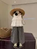 Conjunto de Verano de Encaje con Tirantes para Niñas, Conjunto de Dos Piezas de Chaleco Estilo Tweed y Pantalones a Cuadros para Niños, Ropa de Verano Estilo Coreano