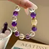 Pulsera Qiaoen de Ágata Amarilla Natural Flor Negra Dorada Multigemas con Piedra Lunar Negra y Cristal Blanco, Diseño Versátil, Mayoreo