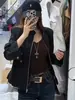 Jaqueta elegante estilo retrô com gola alta para mulheres, nova versão coreana para o início do outono de 2026, jaqueta versátil casual solta com zíper