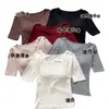 363 # Camiseta redonda de moda con lunares para principios de otoño, versátil para primavera y verano, manga corta estilo coreano, corte ajustado y top favorecedor