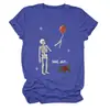 Camiseta feminina independente da Amazon, da moda, única e divertida, com caveira "well shit", balão, rosa, gola redonda e manga curta