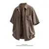 2026 Estilo Japonês Verão Novo Masculino Estilo Old Money Linho Sintético Caimento Camisa de Manga Curta Tamanho Grande Casual Camisa Cardigã