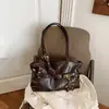 Bolsa de Couro com Cera de Óleo Feminina 2026 Nova Moda Bolsa de Ombro Único Bolsa de Axila Bolsa Tote para Trabalho e Deslocamento