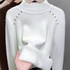 Suéter Grueso Forrado de Polar Cálido para Otoño e Invierno para Mujer, Nuevo Estilo 2026, Top de Punto Interior de Cuello Medio