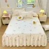 Saia de cama 100% algodão peça única modelo novo 2025 protetor de colchão 100% algodão, cobre-leito, conjunto de lençóis three-piece estilo saia de cama