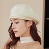 Boina de punto con lentejuelas de lana nueva para mujer, estilo coreano, combinable con todo, elegante gorro de pintor para otoño e invierno.