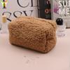 Bolsa de Cosméticos de Lana de Cordero de Color Sólido, Bolso de Mano para Mujer, Bolsa de Almacenamiento de Cosméticos de Tela de Toalla de Invierno, Bolsa de Cosméticos de Lana de Cordero
