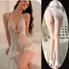 Camisón de encaje puramente sensual con copas para mujer, ropa de dormir sexy de alta gama con diseño calado, prenda de estar cómoda de una sola pieza