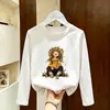 Roupas Casuais Estilosas para Crianças Primavera e Outono 2026 Moda Feminina Camiseta de Manga Longa Menininhas Algodão Puro Desenho Animado Camisa Básica de Outono