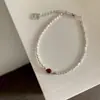 Pulseira Prata Quebrada Ágata Vermelha Super Branca Estilo Coreano Feminina Nicho de Luxo Leve Contas Versátil Produto Novo