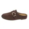 Mules Slip-on de Fundo Plano Estilo Old Money Retrô Femininas 2026 Outono Pato Pessoa Preguiçosa Calçados de Exterior Chinelos Slip-on