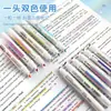 Plumas marcadoras de dos colores, marcadores de colores, bolígrafos para resaltar de estudiante, juego de protección ocular de secado rápido