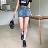 2026 Europea y Americana Sexy de Cintura Alta Ceñida al Cuerpo Adelgazante Alargadora de Piernas Retro Falda Corta de Mezclilla Pantalones Falda Anti-Exposición