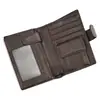 Billetera de Cuero Genuino Porta Monedas Múltiples Tarjetas Piel de Vaca de Primera Capa Plegable Corto Explosiones de Amazon Bolso de Piel Aceitada Plata Rota