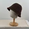 Sombrero de Pescador de Punto Retro Estilo Coreano Otoño/Invierno para Mujer Circunferencia de Cabeza Grande Hace que la Cara Parezca Más Pequeña Sombrero de Cubo de Lana Cálido Protección contra el Frío Sombrero de Cara Lisa