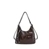 2026 Nuevo Bolso de Hombro Individual de Cuero Encerado Retro para Mujer, Gran Capacidad, Cuero Suave, Bolso de Axila, Bolso Tote Versátil de Moda para Viajes Diarios
