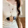 Dinheiro Antigo Estilo Chinês! Colar Pingente em Tons de Marrom para Mulheres, Corrente Clavicular de Luxo de Alto Padrão, Acessório Longo de Verão