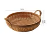 Cesta de frutas, cesta de armazenamento trançada de rattan vietnamita, bandeja de doces, prato de frutas redondo para a sala de estar, fruteira grande para uso doméstico, cesta para pães cozidos no vapor, prato de frutas secas