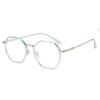 2021 Nueva Moda anti-radiación azul espejo plano poligonal marco simple degradado gafas lisas mujer