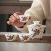 Juego de té de viaje ideal para acampar al aire libre, taza exprés, tetera portátil de una sola tetera y tres tazas, recipiente para cubrir té individual.
