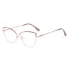 F93100 exportación mujer combinación de colores nuevo anti-luz azul miopía lente plana marco de gafas transfronterizo ojo de gato marco hueco