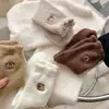 Meias Femininas de Cano Médio para Inverno, Outono e Inverno, Forradas com Lã, Espessadas, Meias Quentes de Chão com Desenho de Capivara