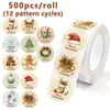 Un Rollo de 500 pegatinas transfronterizas, lindas de dibujos animados, temática navideña, para decoración de regalos, etiquetas adhesivas