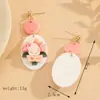 Pendientes de Moda Europeos y Americanos Estilo Francés, Pendientes Colgantes Románticos y Lindos con Forma de Flor 3D de Arcilla Suave para Mujer, Adecuados para Fiestas de Vacaciones