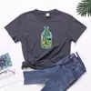 Comercio exterior Camiseta creativa casual europea y americana para mujer Camiseta de cuello redondo con estampado del mundo para mujer