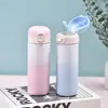 Taza Térmica Macaron de Acero Inoxidable 304 para Pareja Pequeña Mini de Bolsillo Taza de Guisante Portátil con Tapa Pop-up Degradado